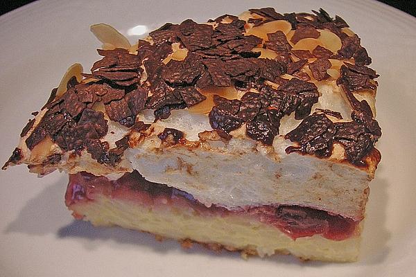 Cherry Casserole with Chocolate and Almond Meringue