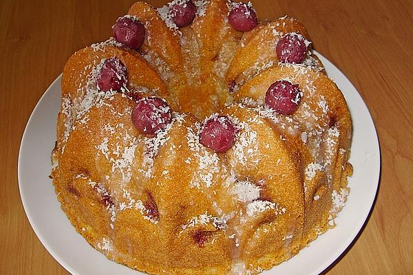 Cherry Ring Cake with Coconut