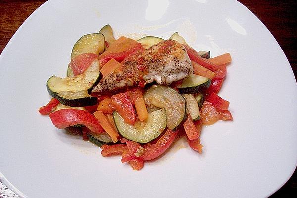 Chicken Breast Fillet with Vegetables Cooked in Foil
