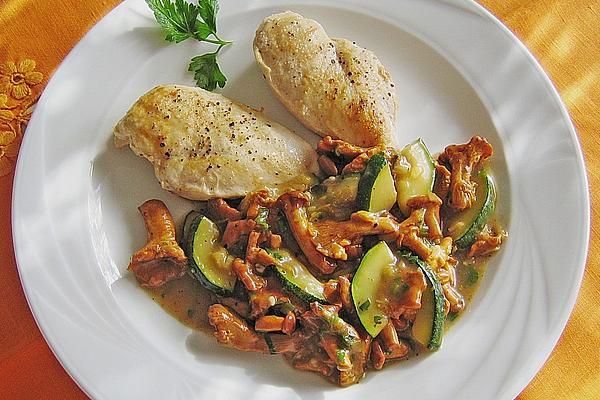 Chicken Breast in Zucchini – Chanterelle – Sauce
