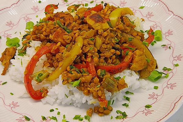 Chicken Breast with Curry Lentils