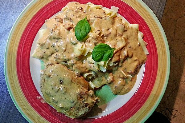 Chicken Breast with Delicious Brunch Sauce and Sheep Cheese