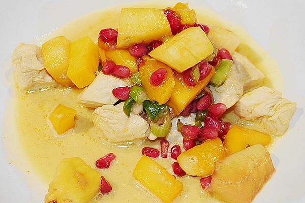 Chicken Breast with Exotic Fruits in Curry Foam