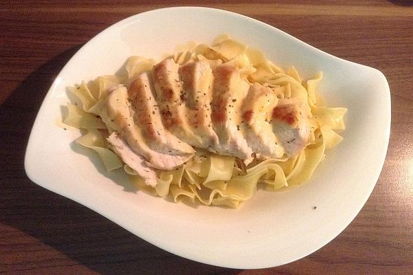 Chicken Breast with Orange Sauce and Ribbon Noodles