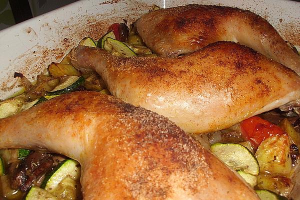 Chicken Drumsticks with Vegetables from Sheet Metal