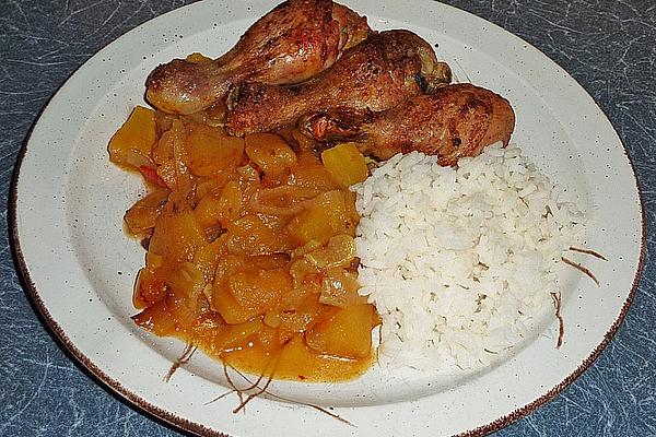 Chicken Legs on Curry Fruit