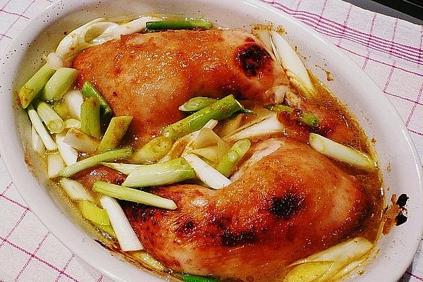 Chicken Legs with Mango Chutney and Spring Onions