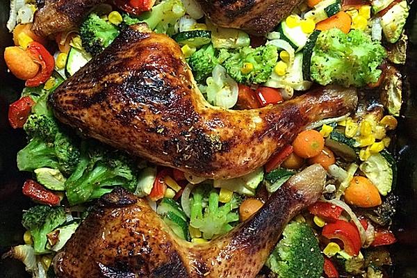 Chicken on Bed Of Vegetables