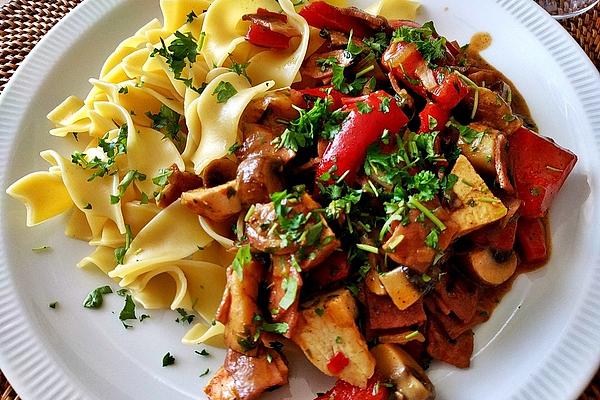 Chicken, Pepper and Mushroom Pan