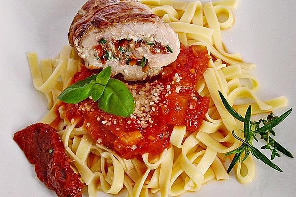 Chicken Rolls with Tomato and Cheese Filling