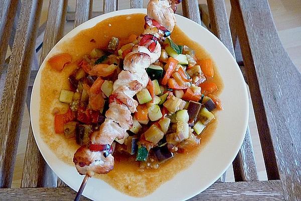 Chicken Skewers with Curry Vegetables