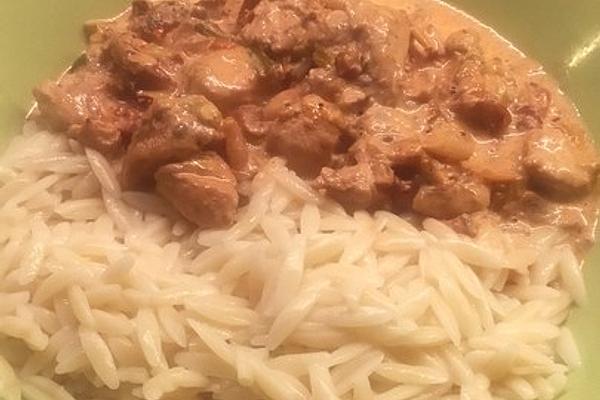 Chicken Strips with Kritharaki Noodles