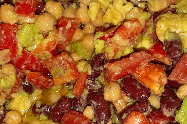 Chickpea and Kidney Bean Salad with Avocado