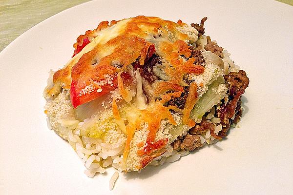 Chicory Casserole with Minced Meat and Tomatoes