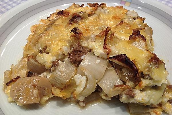 Chicory Mince Casserole with Low Carb Sheep Cheese