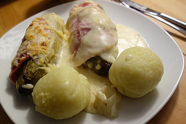 Chicory with Ham and Cheese Sauce
