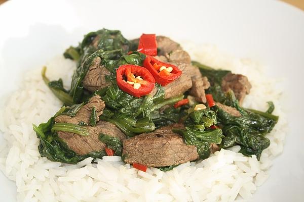 Chilli Meat with Spinach