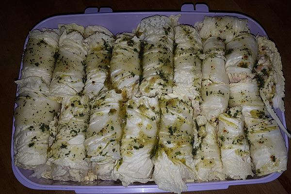 Chinese Cabbage and Mozzarella Rolls
