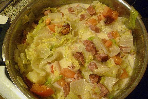 Chinese Cabbage Pan with Smoked Pork