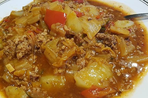 Chinese Cabbage Stew with Minced Meat in Pressure Cooker