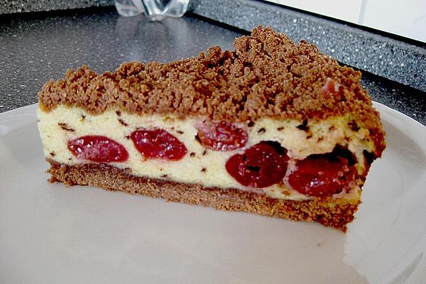 Chocolate Crumble Cake with Vanilla Cherry Filling