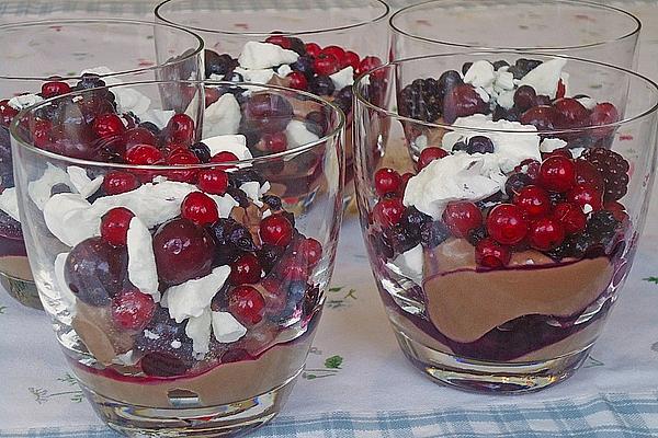 Chocolate Mug with Meringue and Fresh Berries