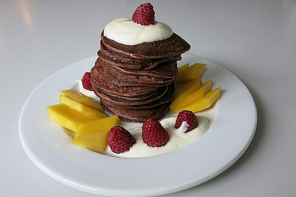 Chocolate Pancakes with Almonds and Coconut Flakes