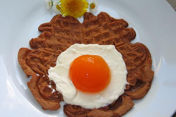 Chocolate Waffles with Sweet Fried Egg