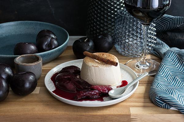 Cinnamon Panna Cotta with Red Wine Plums