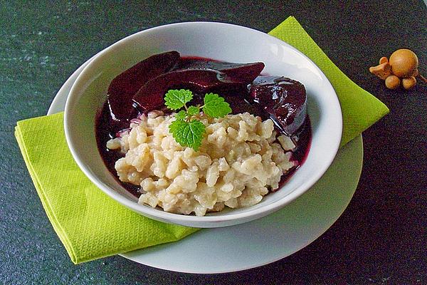 Cinnamon Risotto with Red Wine Pears