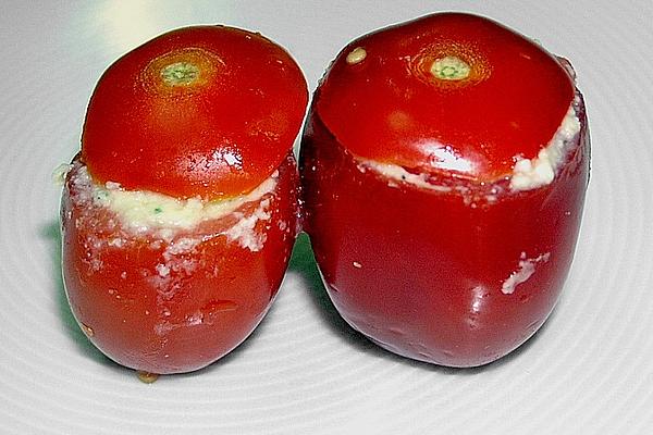 Cocktail Tomatoes Filled with Mozzarella Cream