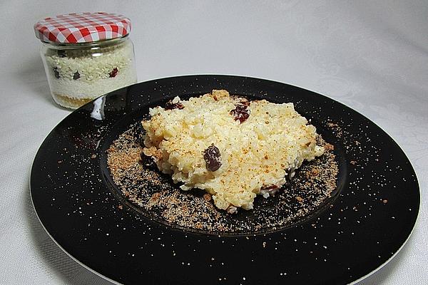 Coconut-cranberry Milk Rice Mixture in Glass