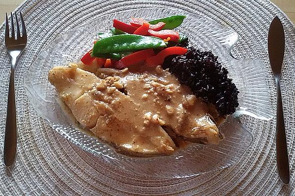 Coconut Halibut with Wild Rice and Vegetables