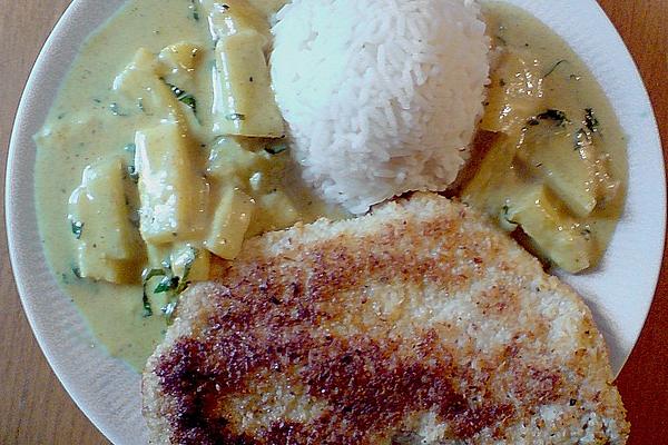 Coconut Turkey Schnitzel with Caribbean Pineapple Curry