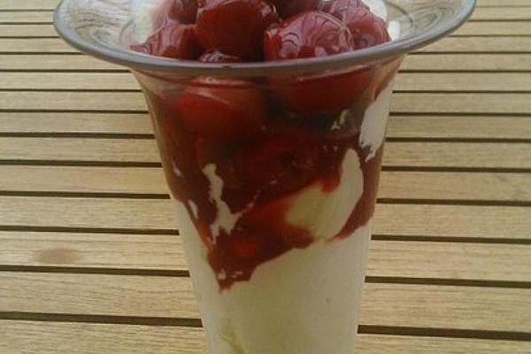 Coffee Cream with Sour Cherries