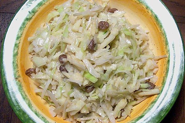 Cold White Cabbage Salad with Raisins