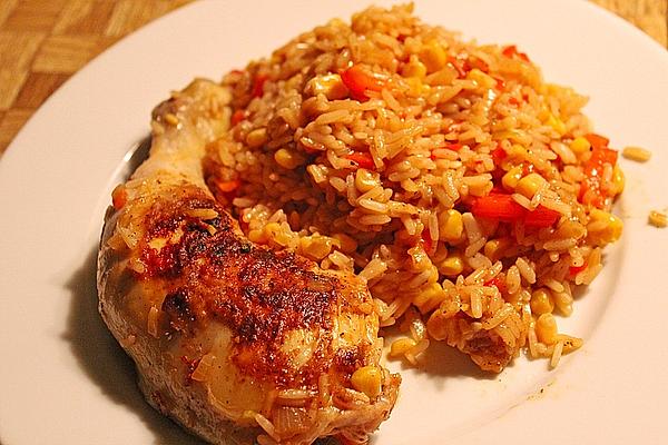 Colorful Chicken Legs – Pan with Rice