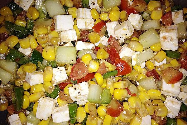 Colorful Feta Salad with Mustard Dressing