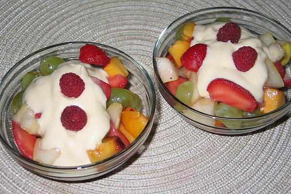 Colorful Fruit Salad with Vanilla Sauce