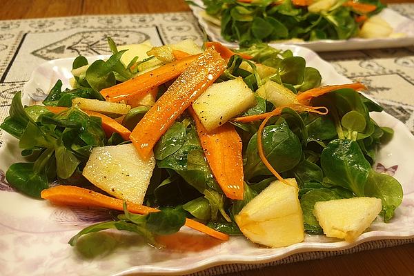 Colorful Lamb`s Lettuce with Apples and Carrots