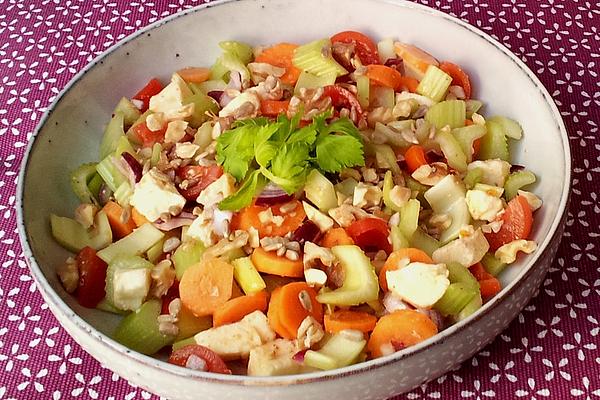 Colorful Mozzarella Salad with Celery and Nuts