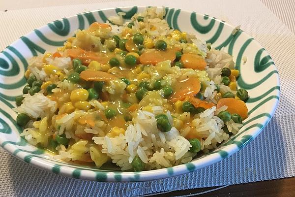 Colorful Rice with Curry Orange Sauce