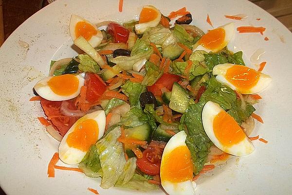 Colorful Salad with Egg, Salami Etc.