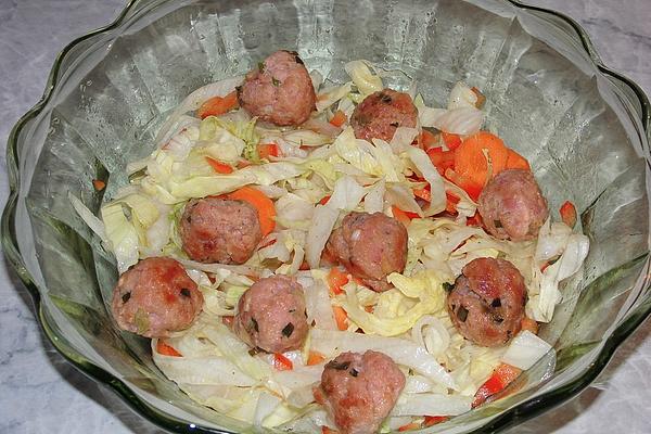 Colorful Salad with Meatballs