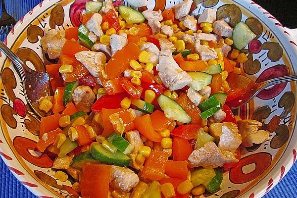 Colorful Salad with Strips Of Chicken Breast