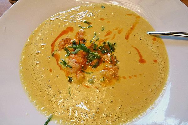 Corn Soup with Scampi