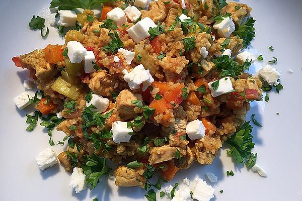 Couscous – Vegetable – Pan with Chicken and Feta