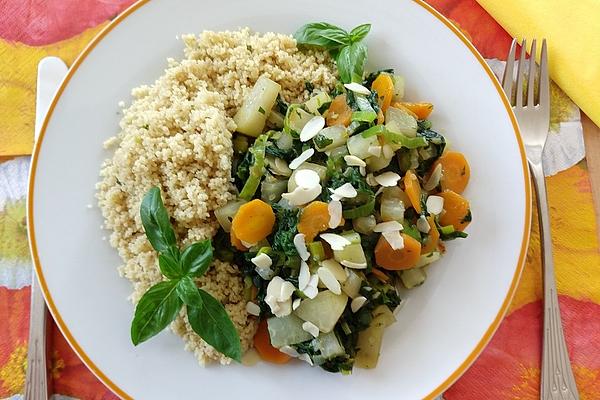 Couscous with Almond Spinach