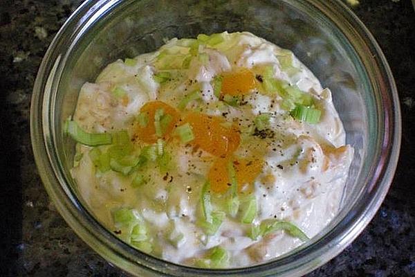 Cream Cheese Cream with Mandarins and Leek