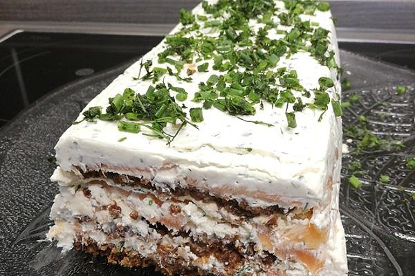 Cream Cheese Terrine with Salmon and Pumpernickel